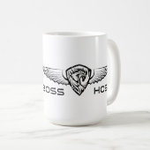 Mug Logo V8 de 15 oz de café et ailes de chevaux (Devant droit)