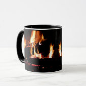 Mug Logs dans la cheminée Photographie de feu chaud (Devant gauche)