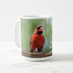 Mug L'oiseau précoce obtient le café, cardinal rouge a