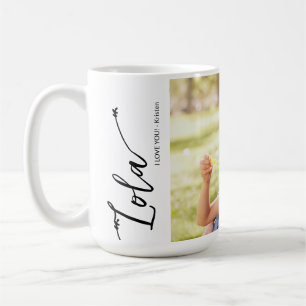 Mug Lola Je vous aime Photo personnalisée Nom Script