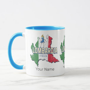 Mug Lombardie Italie Région Rétro Carte Souvenir Vinta