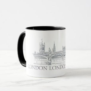 Mug London Bridge et Big Ben Iconic Skyline Sketch