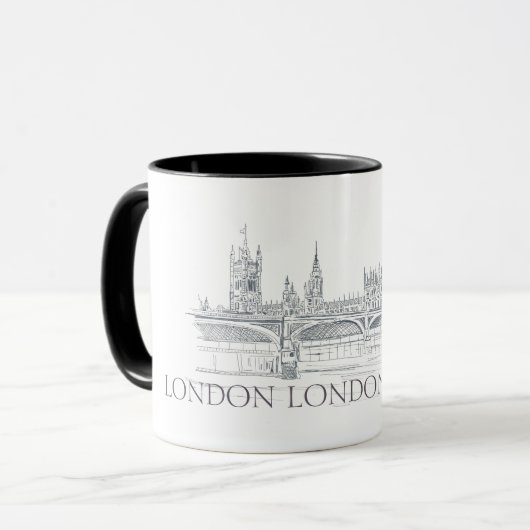 Mug London Bridge et Big Ben Iconic Skyline Sketch (Devant gauche)