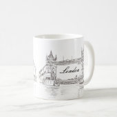 Mug London Tower Bridge Black Ink Dessin classique (Devant droit)
