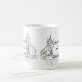 Mug London Tower Bridge Black Ink Dessin classique (Centre)