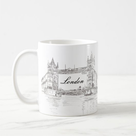 Mug London Tower Bridge Black Ink Dessin classique (Gauche)