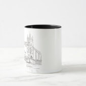 Mug London Tower Bridge Black Ink Dessin classique (Centre)