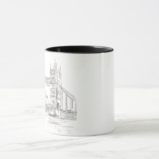 Mug London Tower Bridge Black Ink Dessin classique (Centre)
