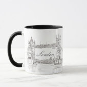 Mug London Tower Bridge Black Ink Dessin classique (Gauche)