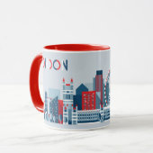 Mug Londres, Angleterre horizon rouge, blanc et bleu (Devant gauche)