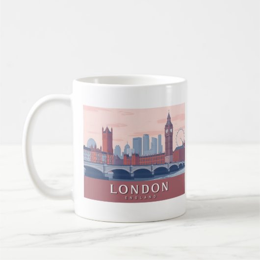 Mug Londres Angleterre Pastel Travel Design (Gauche)