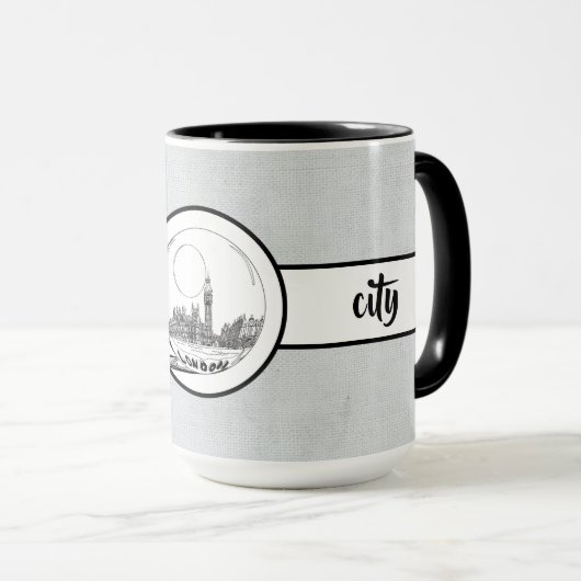Mug Londres City Linge élégant Ringer 15oz (Devant droit)