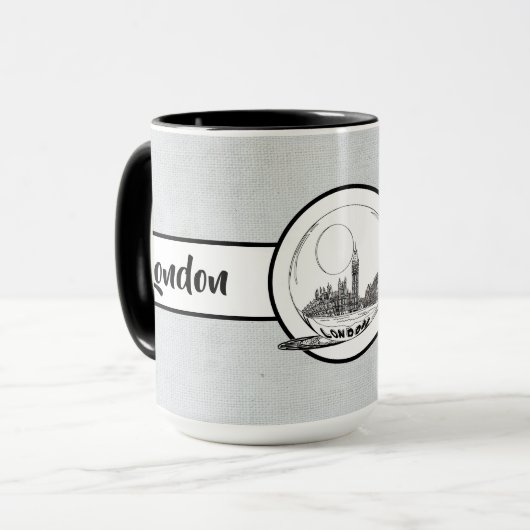 Mug Londres City Linge élégant Ringer 15oz (Devant gauche)