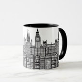 Mug Londres Cityscape noir et blanc (Devant droit)