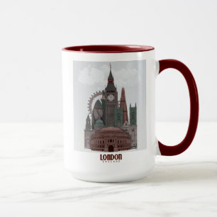 Mug Londres en nuages rouge et vert
