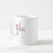 Mug Londres fille avec parapluie rouge aquarelle Angle (Devant gauche)