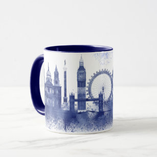 Mug Londres Skyline - Aquarelle bleue