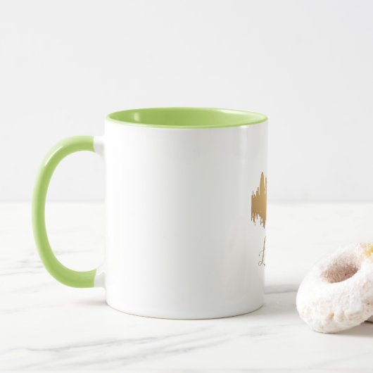 Mug Londres Skyline Gold Map City Angleterre Europe (Avec donut)