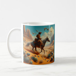 Mug Lone Cowboy dans Desert Canyon - Surreal Western A