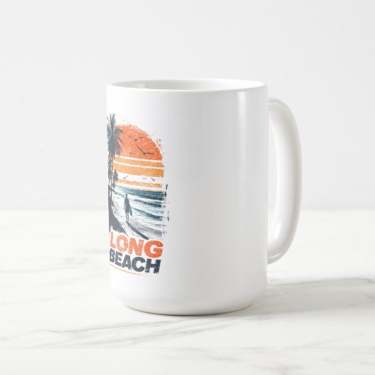 Mug Long Beach California Retro Sunset Palm Tree Beach (Devant droit)