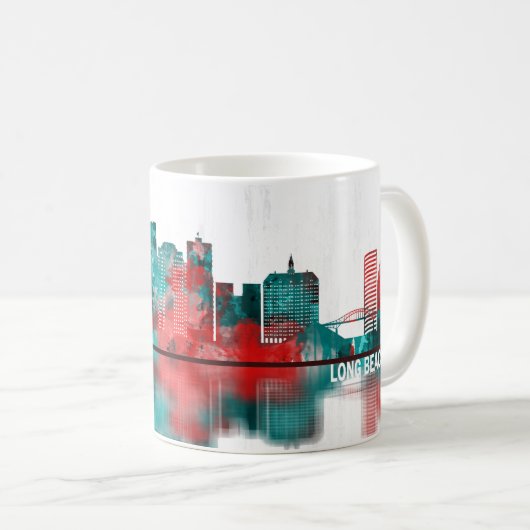Mug Long Beach California Skyline (Devant droit)