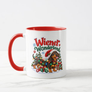 Mug Long et Joyeux Noël Drôle de Dachshund Xmas