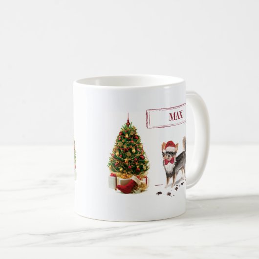 Mug Long Haired Chihuahua Funny Christmas Dog Tree (Devant droit)