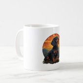 Mug Long Haired Dachshund amoureux de animal retro vin (Devant gauche)