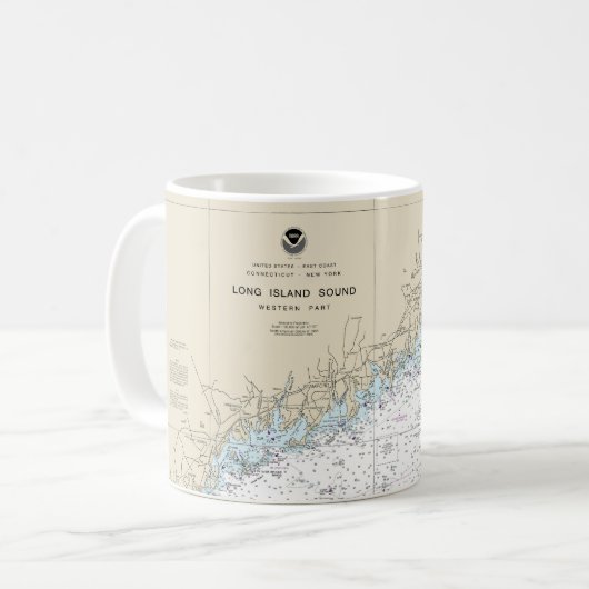 Mug Long Island Sound Western Part Carte marine (Devant gauche)