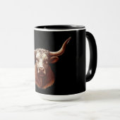 Mug Longhorn du Texas noir (Devant droit)