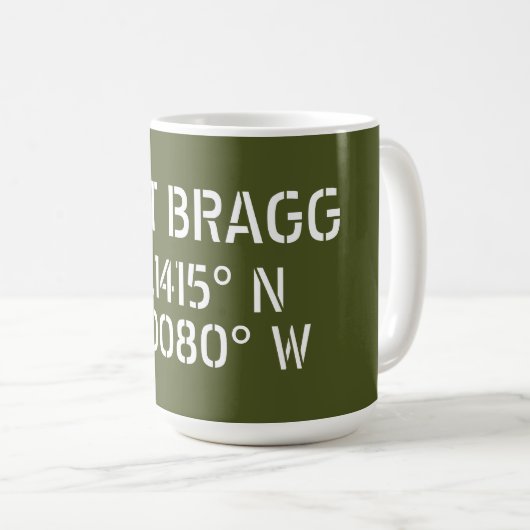 Mug Longitude de la latitude de Fort Bragg (Devant droit)