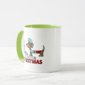 Mug Longue pour Noël-Dachshund (Devant gauche)