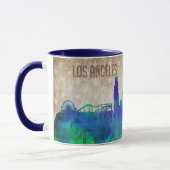 Mug Los Angeles, horizon de ville d'aquarelle de CA | (Gauche)