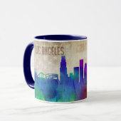 Mug Los Angeles, horizon de ville d'aquarelle de CA | (Devant gauche)