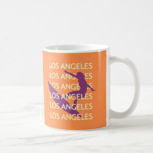 Mug Los Angeles Travel Art, Californie, Voyage, Orange