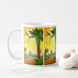 Mug Los Angeles vintage, Mission de Californie avec pa