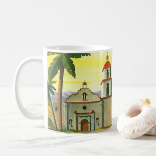 Mug Los Angeles vintage, Mission de Californie avec pa
