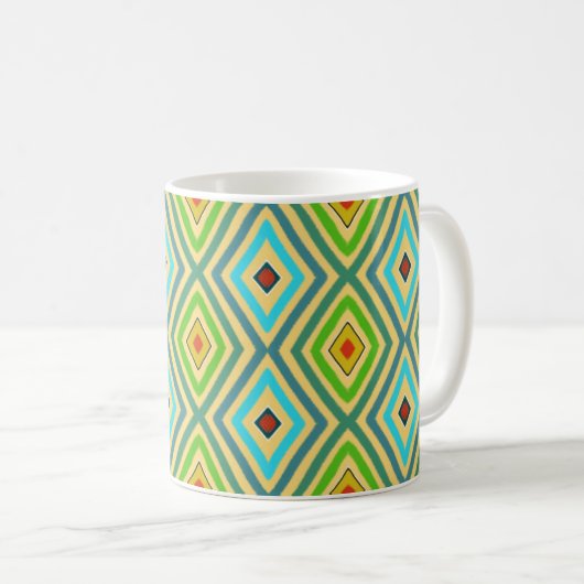 Mug Losange Diamant Vert Bleu Géométrique (Devant droit)