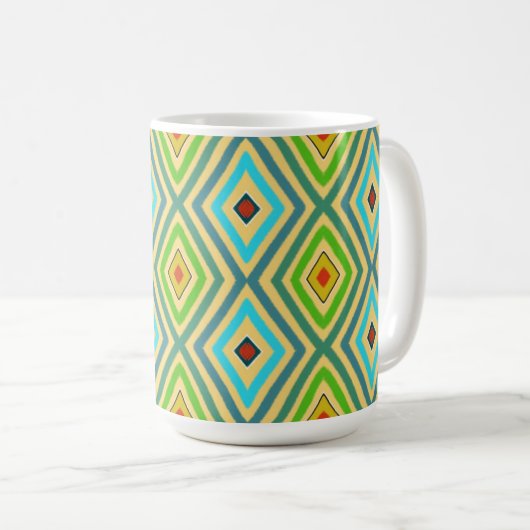 Mug Losange Diamant Vert Bleu Géométrique (Devant droit)