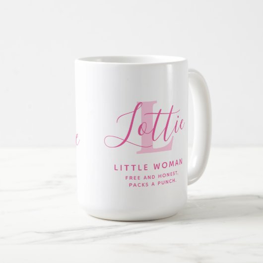 Mug Lottie nom signification et monogramme de texte ro (Devant droit)
