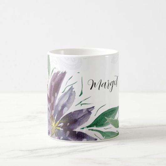 Mug Lotus Abstrait Violet Aquarelle Dentelle (Centre)