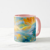 Mug Lotus dorés abstraits fleurs flottantes (Devant droit)