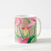 Mug lotus flowers seamless pattern. watercolor botanic (Devant droit)
