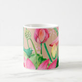 Mug lotus flowers seamless pattern. watercolor botanic (Centre)