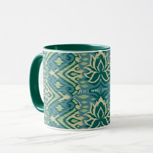 Mug Lotus Ikat Motif - Le Lotus Blanc (Devant gauche)