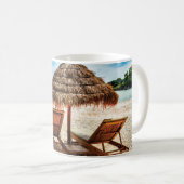 Mug Lounge on beach throw pillow (Devant droit)