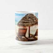Mug Lounge on beach throw pillow (Centre)