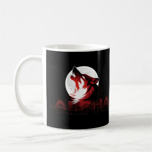 Mug Loup alpha hurlant Typographie de la lune rouge Gl