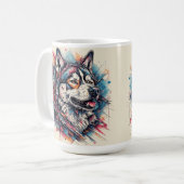 Mug Loup avec des éléments géométriques et des couleur (Devant gauche)