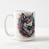 Mug Loup avec des éléments géométriques et des couleur (Gauche)